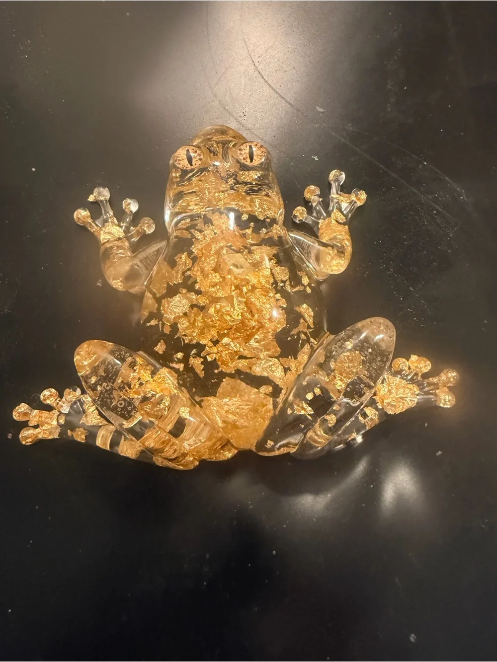 Decorative Clear and Gold resin Frog Ornament - Reptile Accent